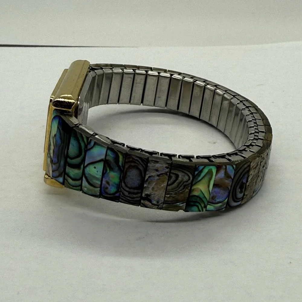 VTG Gold Abalone Shell Dial Waych Bracelet Stretch Inlay Bracelet‎ Sea Spaltec